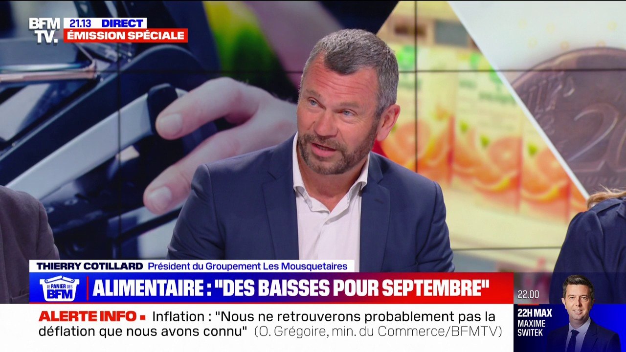 Prix de l'alimentaire: "On va probablement casser ce pic d'inflation" estime Thierry Cotillard, président du Groupement Les Mousquetaires