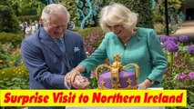 King Charles and Queen Camilla Slice Crown Shaped Cake During Surprise Visit to Northern Ireland