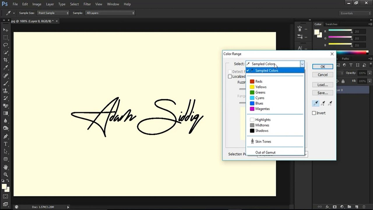 Transparent signature in Photoshop
