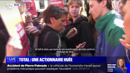 Descargar video: Une actionnaire de TotalEnergies chahutée devant l'AG de l'entreprise