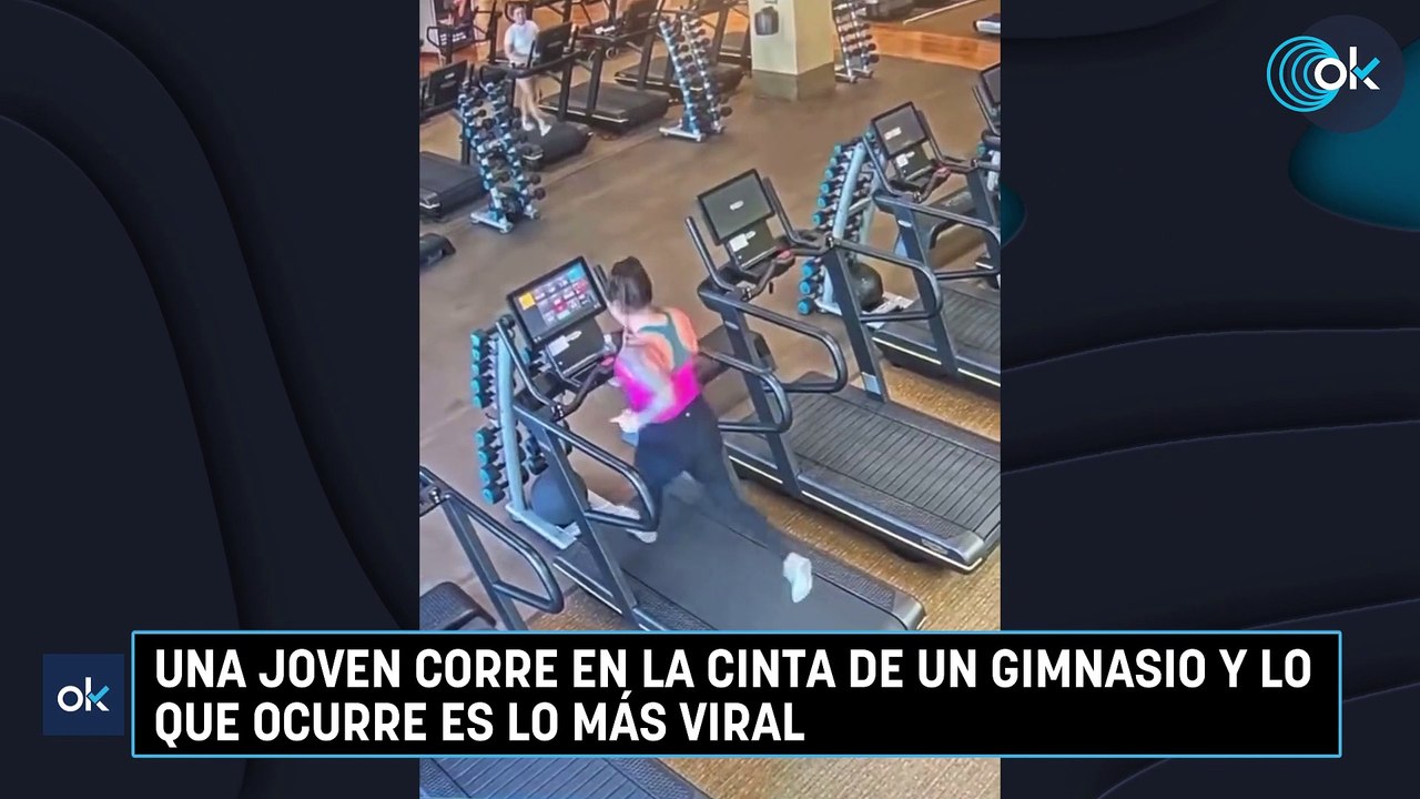 Una joven corre en la cinta de un gimnasio y lo que ocurre es lo más viral