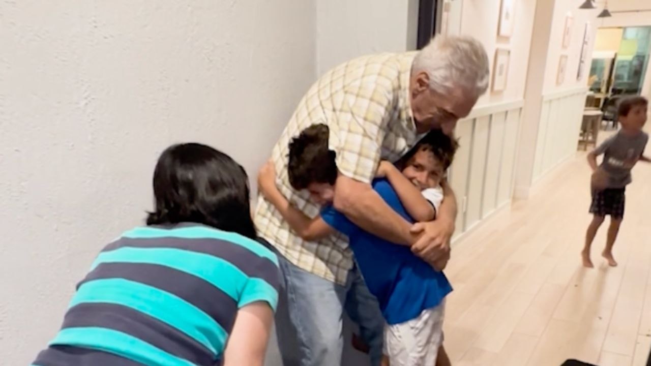 Grandkids Surprised By Grandpa's Whistle After Two And A Half Years Apart | Happily TV