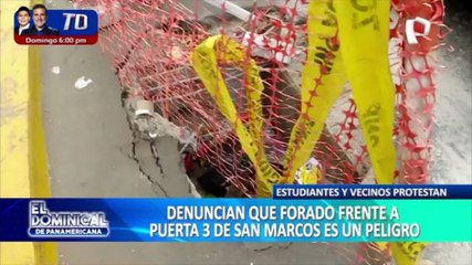 Alumnos y comerciantes reclaman por forado frente a puerta de Universidad San Marcos