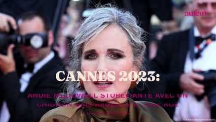 Cannes 2023 : Andie McDowell stupéfiante avec un chignon gris argenté et une robe mordorée