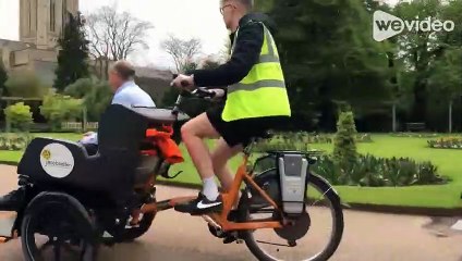 SuffolkNews reporter Cameron Reid volunteering with the Bury St Edmunds Rickshaw