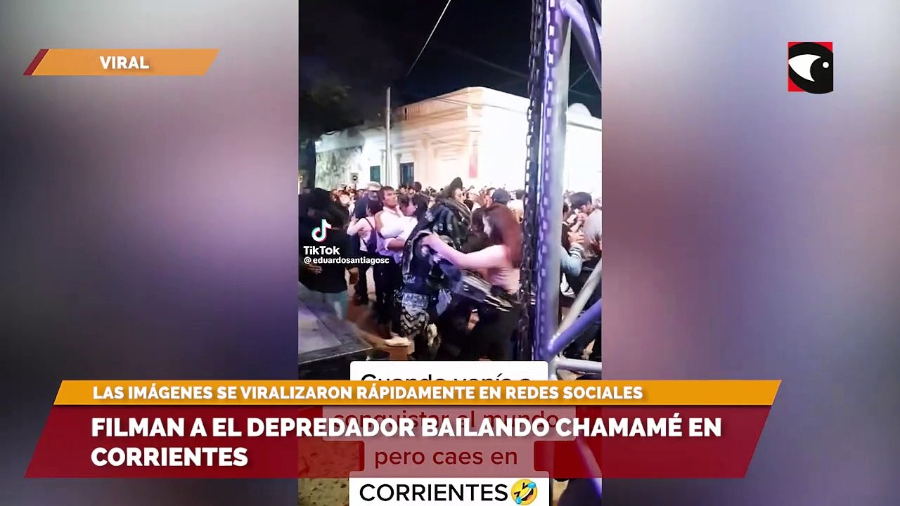 Filman a El Depredador bailando chamamé en Corrientes