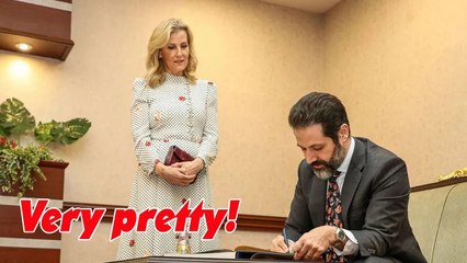 Duchess Sophie looks 'very, very pretty' wearing the 'perfect' polka dot dress in Iraq