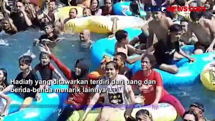 Lomba Tangkap Ikan Berpita, Ratusan Buruh di Purbalingga Nyemplung ke Kolam