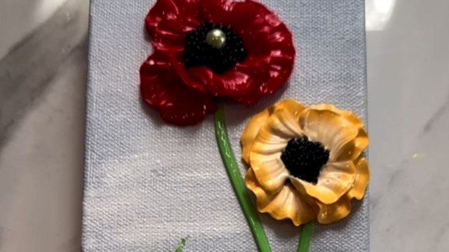 Artist creates stunning life-like 3D flowers with acrylics on canvas *Floral 3D Art*