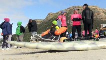 Para-surfistas competem com Los Angeles no horizonte