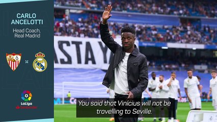 Vinicius won't travel for Sevilla game - Ancelotti