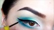 Double Winged Eyeliner and Gradient Aqua makeup tutorial