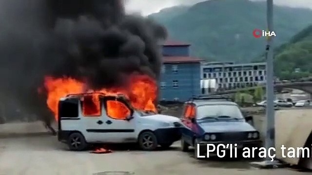 LPG'li araç tamir esnasında alev aldı, 3 araç kullanılamaz hale geldi