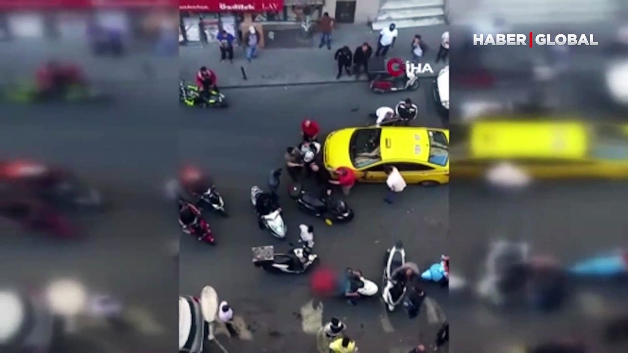 Şişli’de ortalık karıştı! Kurye ve taksici trafikte yol verme yüzünden birbirine girdi