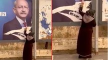 ‘Urfa’da CHP’nin işi yok’ diyen kadın Kılıçdaroğlu’nun afişlerini yırttı