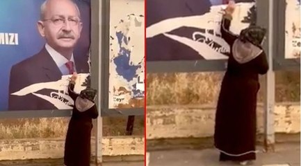 ‘Urfa’da CHP’nin işi yok’ diyen kadın Kılıçdaroğlu’nun afişlerini yırttı