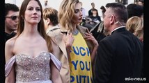 A Cannes la protesta della modella ucraina contro Putin