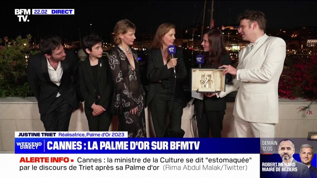 Je suis tellement heureuse : l'émotion de la réalisatrice française Justine Triet, Palme d'Or 2023 pour Anatomie d’une chute