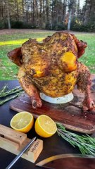 Boobecue lemon-pepper chicken smoked to perfection. moist,  with a crispy and delectable skin