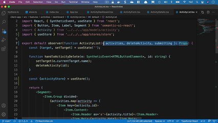 MobX - Deleting an activity using MobX