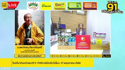 โรคที่มากับหน้าฝน EP.3 : FM91 คลินิกสัตว์เลี้ยง : 27 พฤษภาคม 2566