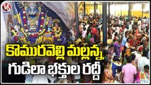 Huge Devotees At Komuravelli Mallikarjuna Swamy Temple _ Siddipet _ V6 News (1)