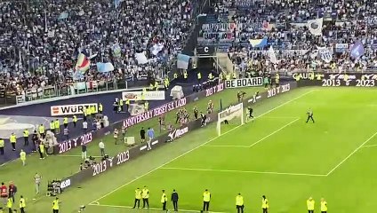 Lazio - Cremonese, l'abbraccio tra Lulic e Radu