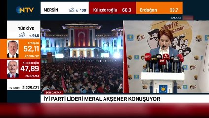 下载视频: Seçim sonuçları sonrası İYİ Parti lideri Meral Akşener kameralar karşısında: Cumhurbaşkanı Erdoğan'ı tebrik ediyorum