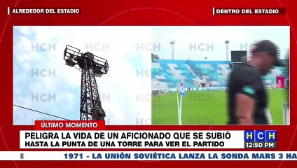 ¡Peligro! Aficionado se sube a una torre de iluminación del estadio Chelato Uclés
