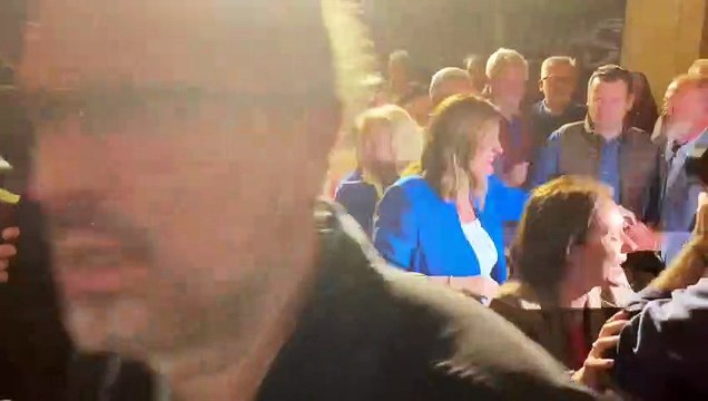 Arribada de la candidata del PP, María José Català, guanyadora de les eleccions a l’Ajuntament de València