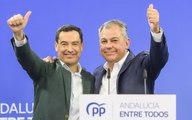 Juanma Moreno irradia felicidad tras el gran resultado del PP en Andalucía