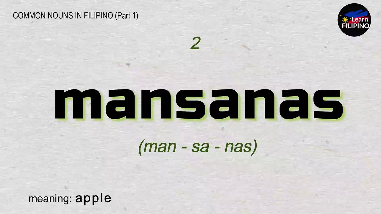 Filipino COMMON NOUNS (Lesson 1) | Tagalog Words for Beginners - video ...