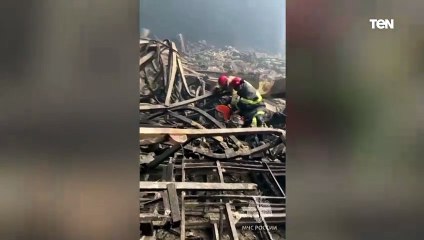 آثار الدمار الذي حل بسبب هجوم  كروكوس