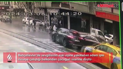 Sevgilisinin eski eşine yakalandı, iple inmeye çalışırken balkonda çocuğun üzerine düştü