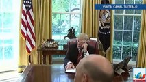 Trump interrumpe llamada con Premier Irlandés para elogiar a reportera
