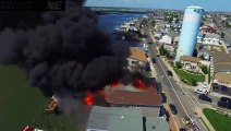 Aerial view of massive Wildwood Crest blaze captured by drone