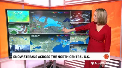 Snow streaks across the Northern Plains to New England