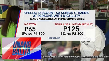 Special discount kada linggo para sa mga senior citizen at persons with disability, pinalawig | UB