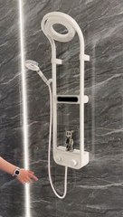 The clean and crisp design of the shower creates a calming and serene atmosphere
