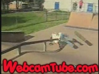 Useless Skater Nearly Snaps his Spine on Rail