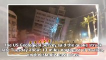 Rescatistas entran a hotel colapso particalmente en Taiwan tras sismo