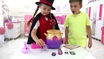 Diana Shows Roma How to do Magic! Making a Magic Cauldron furry friend!