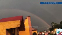 Lluvia y doble arcoíris en la Ciudad de México