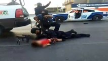 Policia cubre con su cuerpo a niño en Reynosa, Tamaulipas durante emboscada