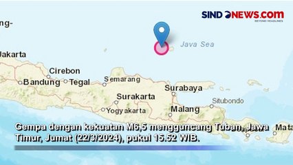 Berkekuatan M6,5 Gempa Kembali Guncang Tuban, Terasa Sampai Jakarta