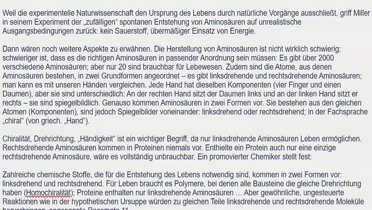 Können natürliche Vorgänge den Ursprung des Lebens erklären