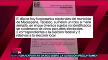 Roban cinco paquetes electorales en Macuspana, Tabasco