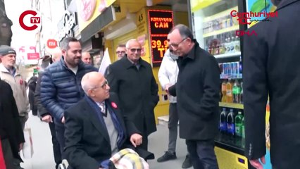 Devrilen ağacın altında kalan Saadet Partili aday, tekerlekli sandalye ile esnaf gezdi