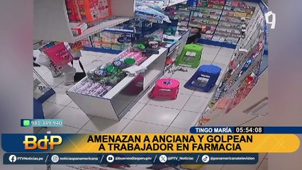 Tingo María: delincuente ingresa a robar dentro de farmacia a pesar de presencia de niña