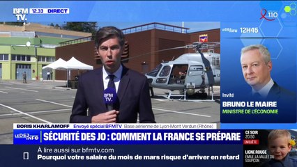 Le Premier ministre Gabriel Attal effectue une visite sur la base aérienne 942 de Lyon Mont-Verdun